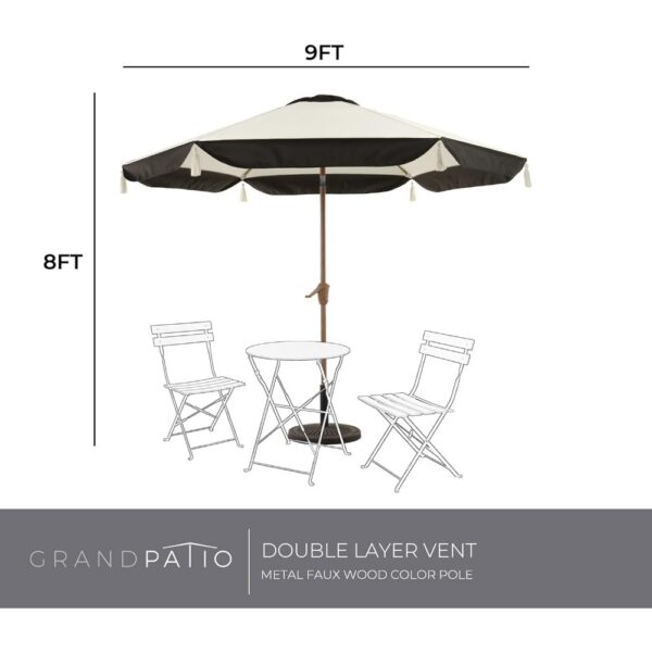 9ft Large Outdoor Garden Parasol Crank Lift Beach Patio Umbrella with Fringe Canopies jammarkets jam market