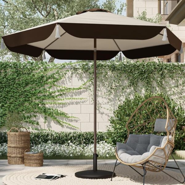 9ft Large Outdoor Garden Parasol Crank Lift Beach Patio Umbrella with Fringe Canopies jammarkets jam market