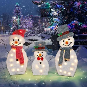 3Pcs Lighted Snowman Christmas Garden Decoration With LED Light Glowing Snowman Xmas Home Outdoor Yard Decorations Ornament