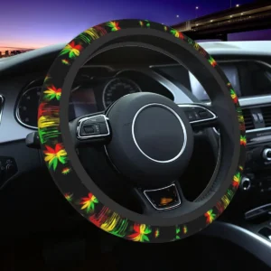 38cm Car Steering Wheel Covers Marijuana Leaf Rasta Universal Reggae Rastafarian Jamaica Car-styling Suitable Auto Accessories