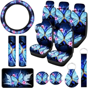 15 Pcs Motors Seat Cover Oversized Blue Butterfly Color Matching Car Interior Decoration Fashion Car Seat Cover Seat Protector