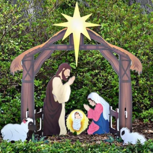 Holy Night Outdoor Christmas Set Christmas Holy Family Set Yard Decoration Christmas Scene Christmas Decorations For Garden 4ft