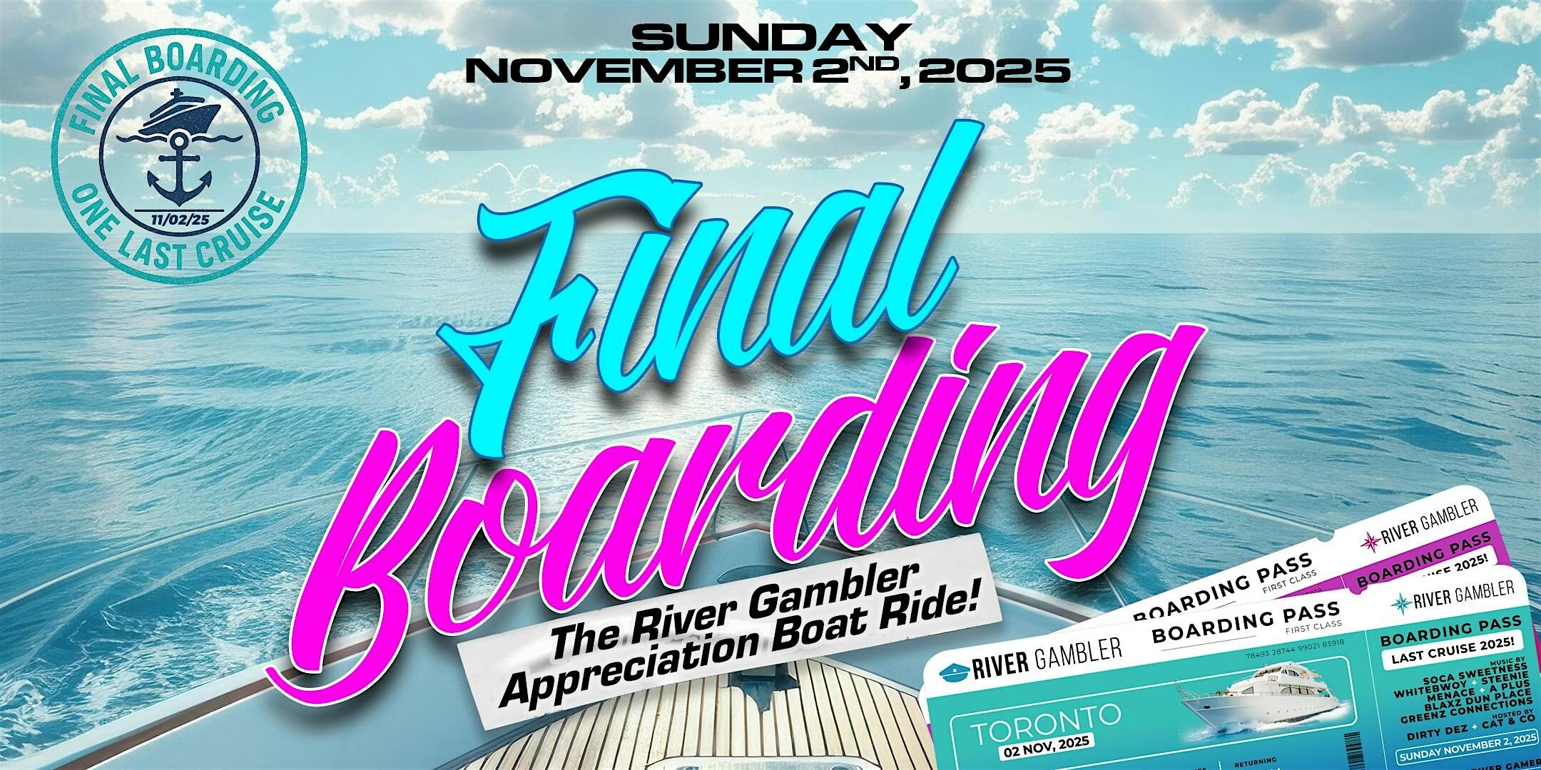 FINAL BOARDING – Boat Cruise Sunday November 2nd 2025